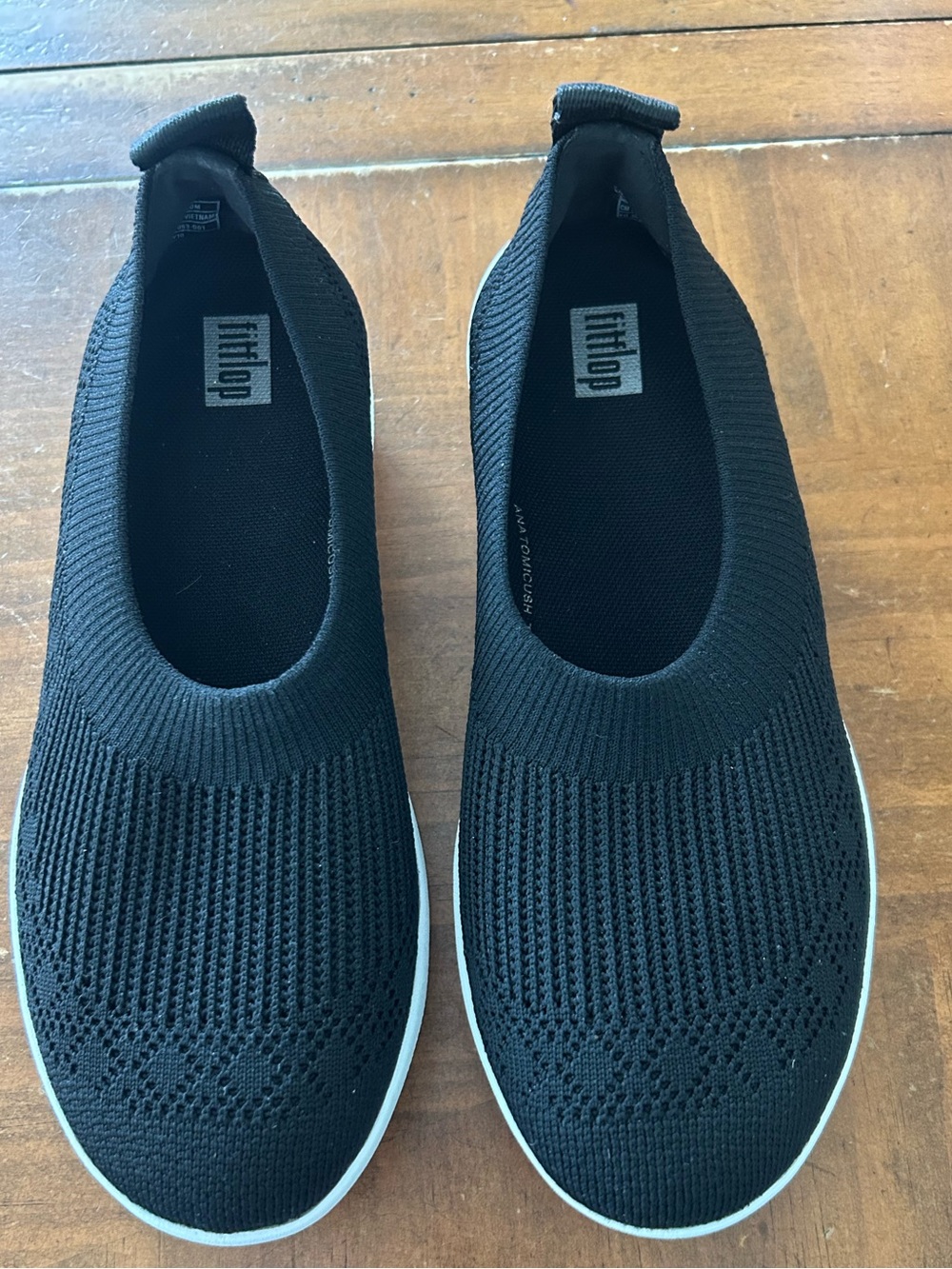 Fitflop UBERKNIT Black SlipOn Ballet Flat Comfort Shoes Womens SZ 7 Lightweight
